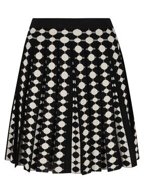 Tory Burch Black and Cream Polka Dot Circle Skater Skirt